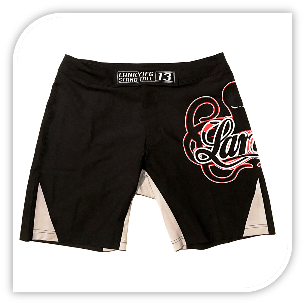 Lanky Black Fight Shorts - Short Cut – RollAmongUs.com